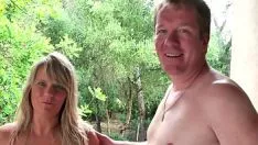 Mature German amateur couple fuck at the cottage